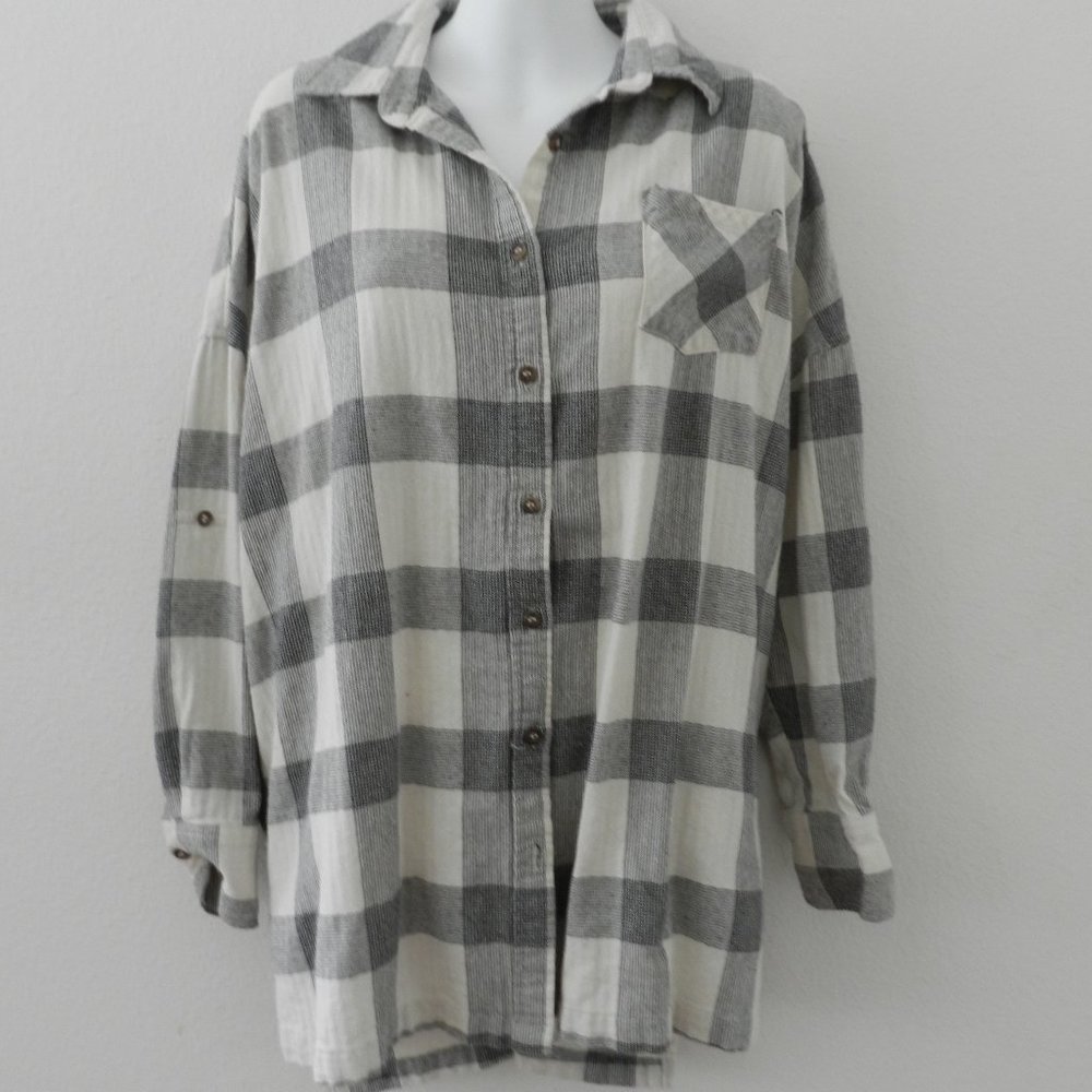 Audrey buffalo plaid pocketed, long or rolled sleeve, button down shirt jacket
